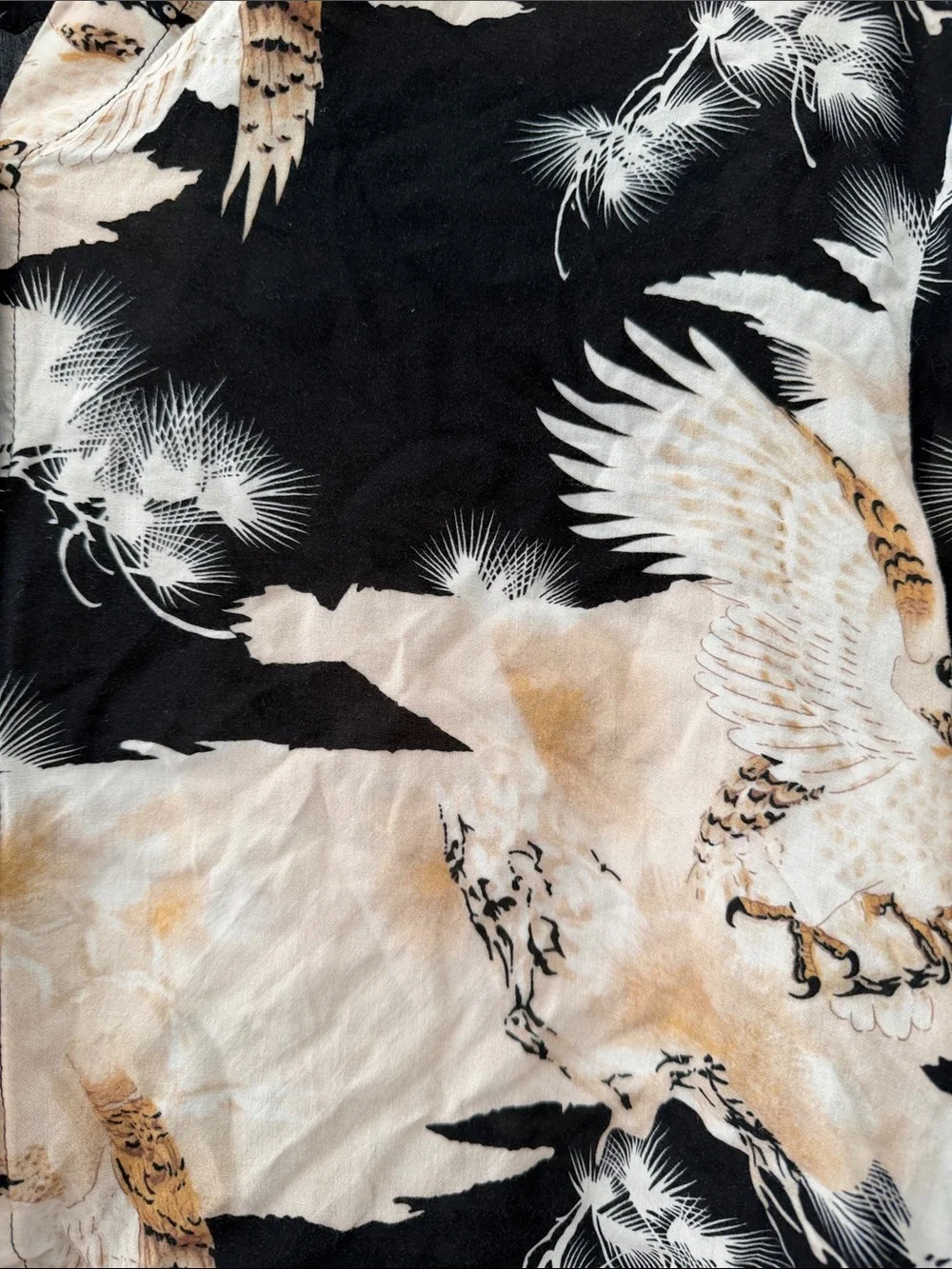All Saints Black and Cream Crane Tie-Front Button-Up Shirt